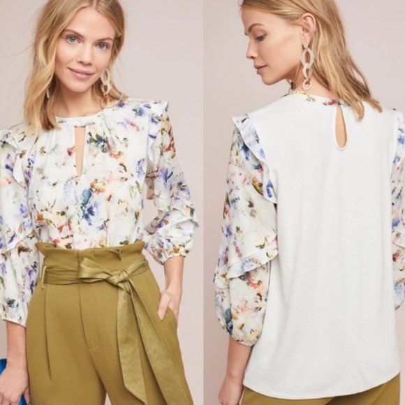 Anthropologie Tops - Anthropologie Dolan Sz XS Araminta Floral Blouse